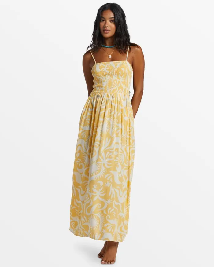 Billabong Sunspell Midi Dress Gold Womens Dresses Billabong Sunspell Midi Dress Gold Womens Dresses