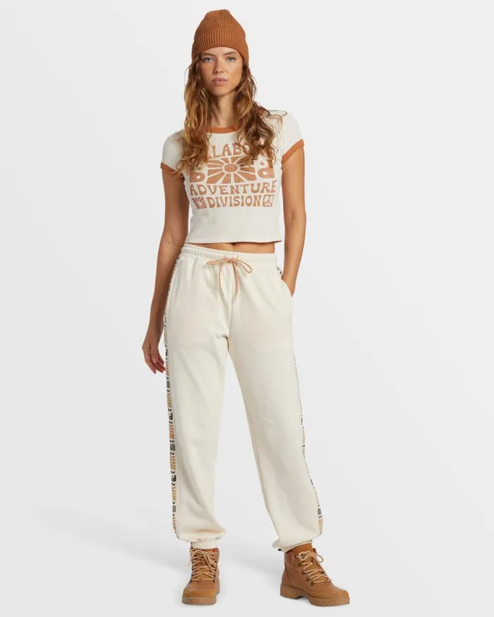 Billabong Surf Adventure Elastic Waist Sweatpants White Cap Womens Jeans and Pants