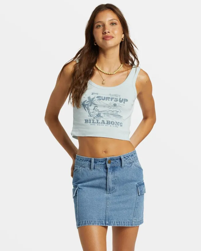 Billabong Surfs Up Cropped Tank Top Dusk Blue Womens Tops