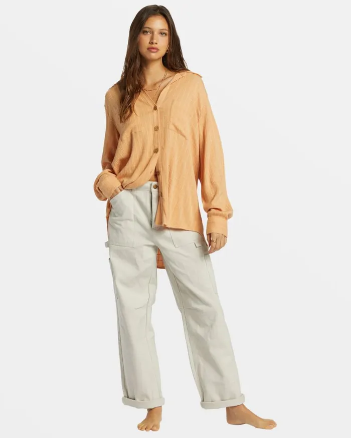 Billabong Swell Long Sleeve Shirt Baked Clay Womens Tops