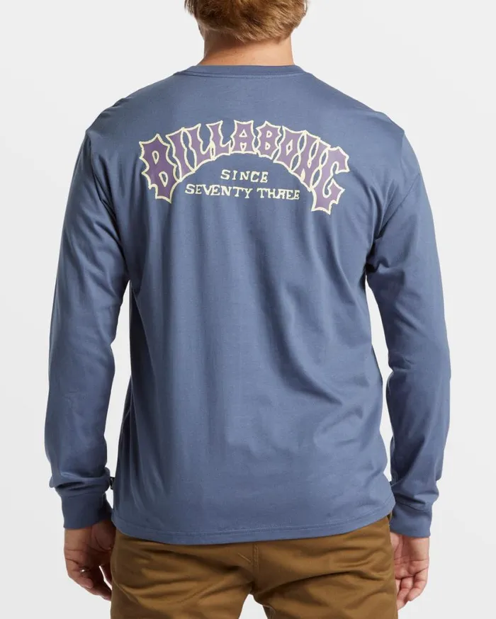 Billabong Theme Arch Long Sleeve TShirt Slate Blue Mens TShirts