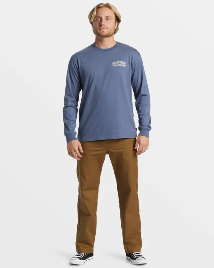 Billabong Theme Arch Long Sleeve TShirt Slate Blue Mens TShirts