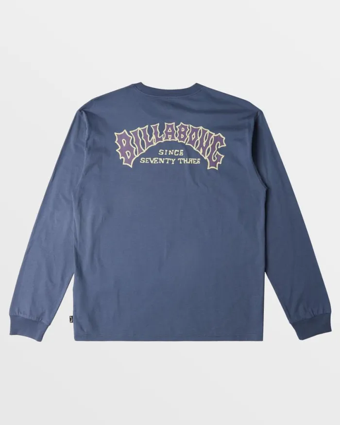 Billabong Theme Arch Long Sleeve TShirt Slate Blue Mens TShirts