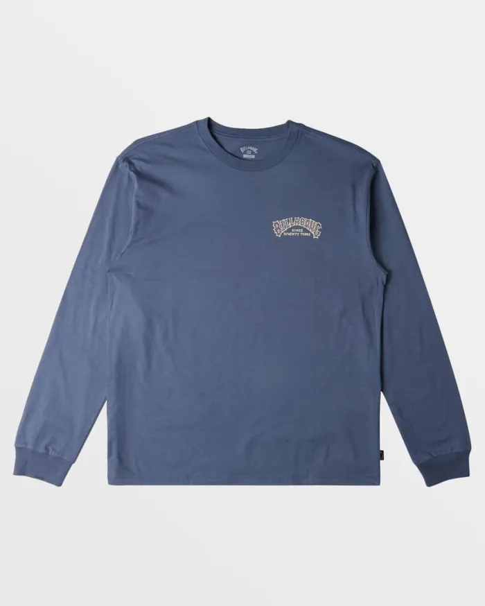 Billabong Theme Arch Long Sleeve TShirt Slate Blue Mens TShirts
