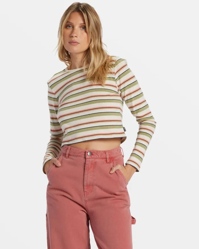 Billabong Tommy Stripe Long Sleeve Top Weeping Willow Womens Tops