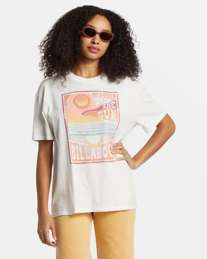 Billabong With The Sun TShirt Salt Crystal Womens Tops