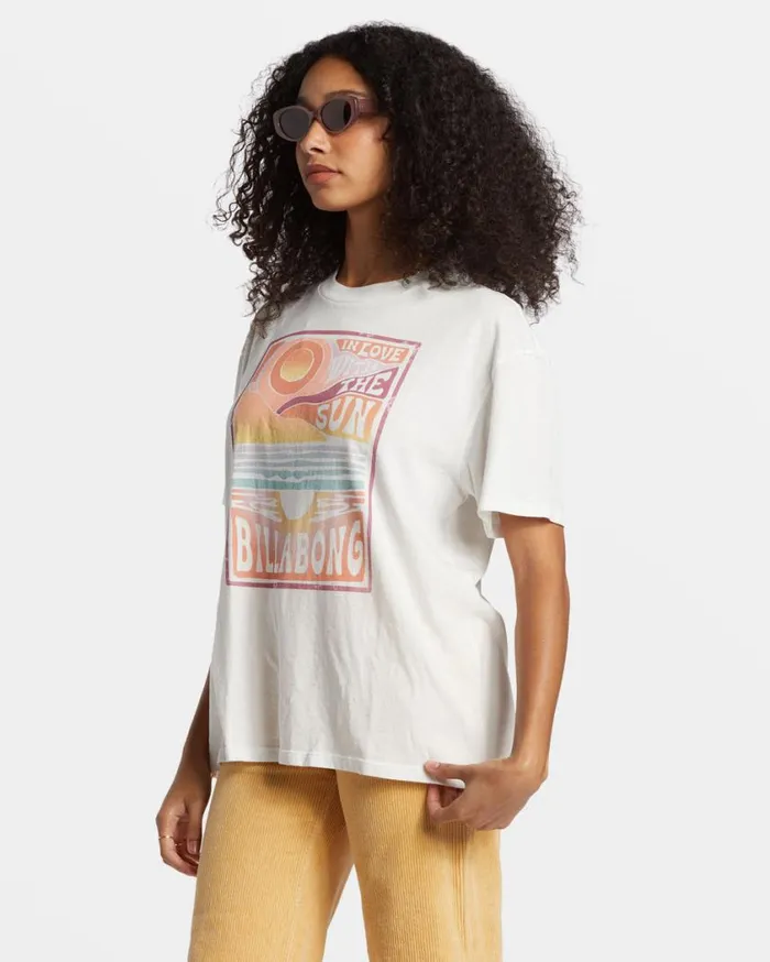 Billabong With The Sun TShirt Salt Crystal Womens Tops Billabong With The Sun TShirt Salt Crystal Womens Tops