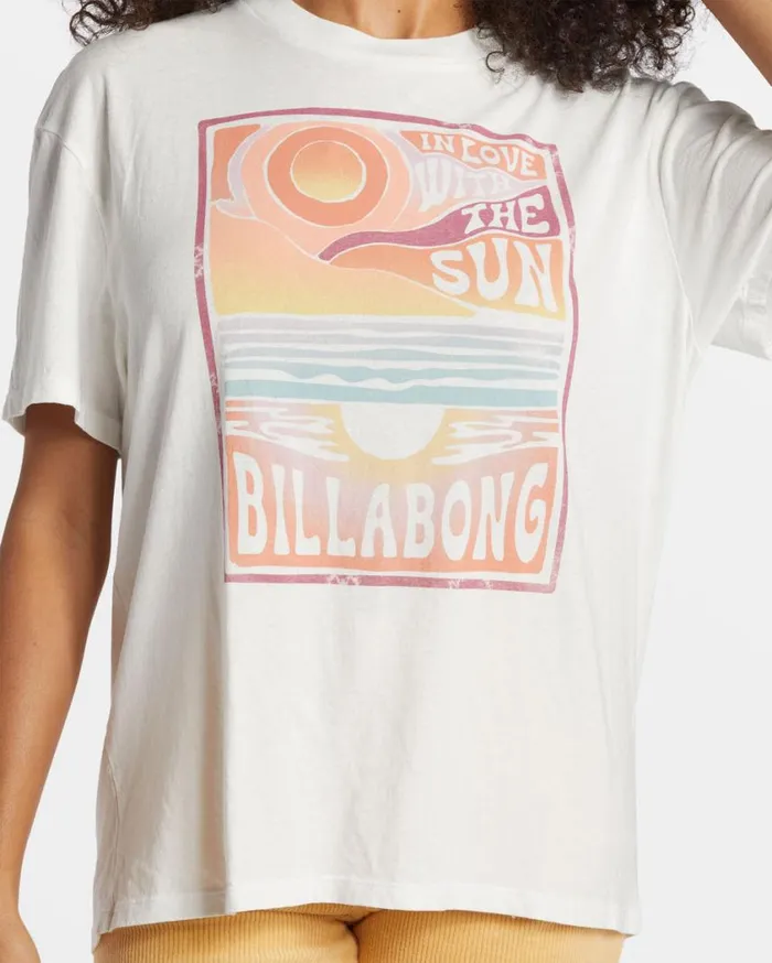 Billabong With The Sun TShirt Salt Crystal Womens Tops Billabong With The Sun TShirt Salt Crystal Womens Tops