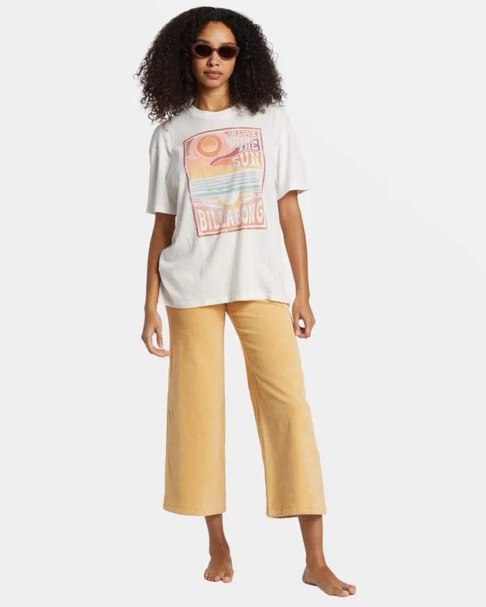Billabong With The Sun TShirt Salt Crystal Womens Tops Billabong With The Sun TShirt Salt Crystal Womens Tops