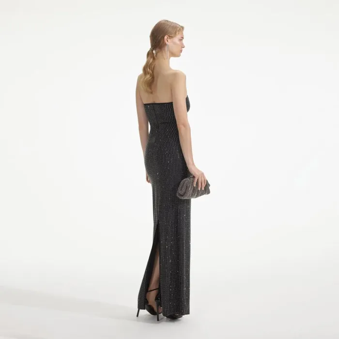 Black Jersey Rhinestone Maxi Dress Women Self Portrait Dresses Black Jersey Rhinestone Maxi Dress Women Self Portrait Dresses