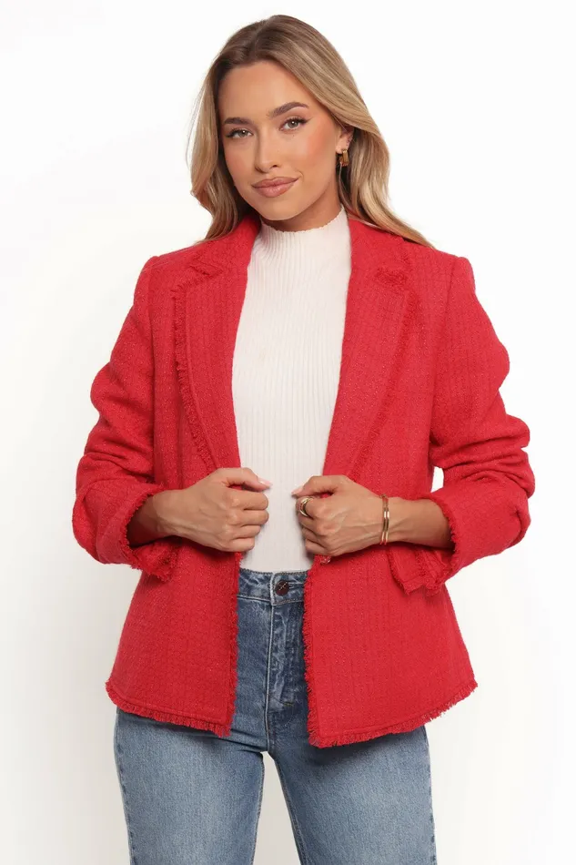 Blazers Petal and Pup Women Simona Single Button Twill Blazer Red