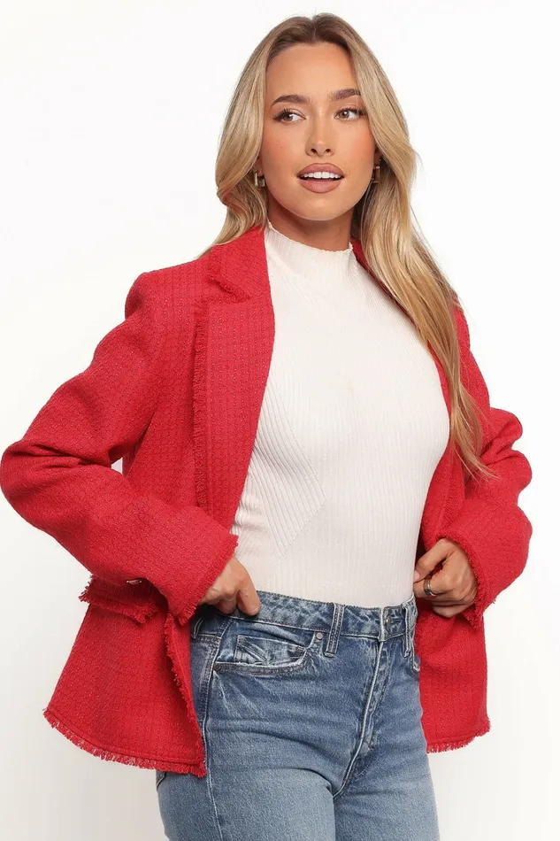 Blazers Petal and Pup Women Simona Single Button Twill Blazer Red