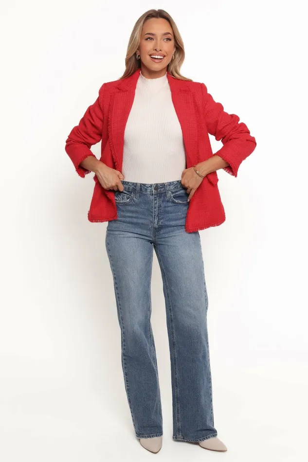 Blazers Petal and Pup Women Simona Single Button Twill Blazer Red