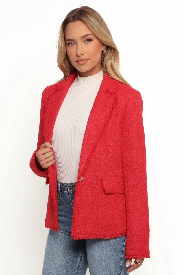 Blazers Petal and Pup Women Simona Single Button Twill Blazer Red