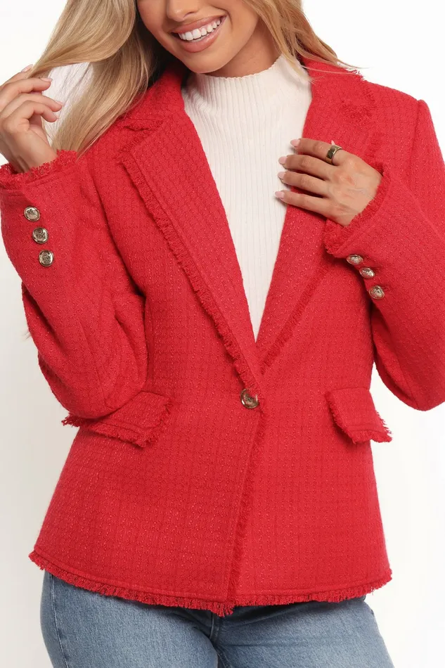 Blazers Petal and Pup Women Simona Single Button Twill Blazer Red