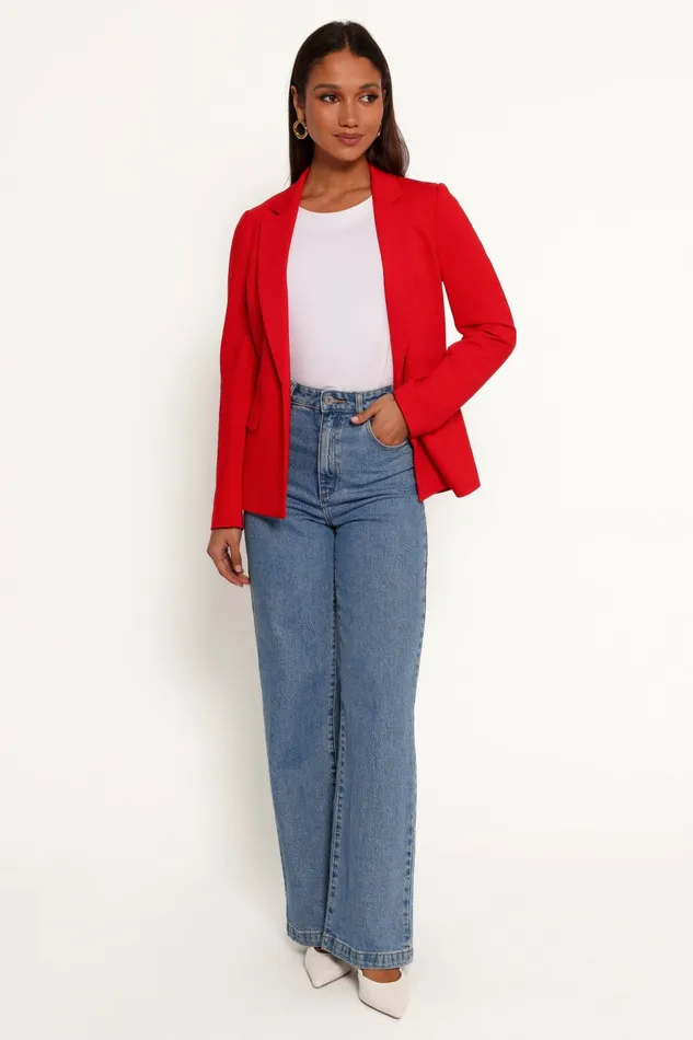 Blazers Ronny Open Front Knit Blazer Scarlet Red 8211 Petal and Pup Women