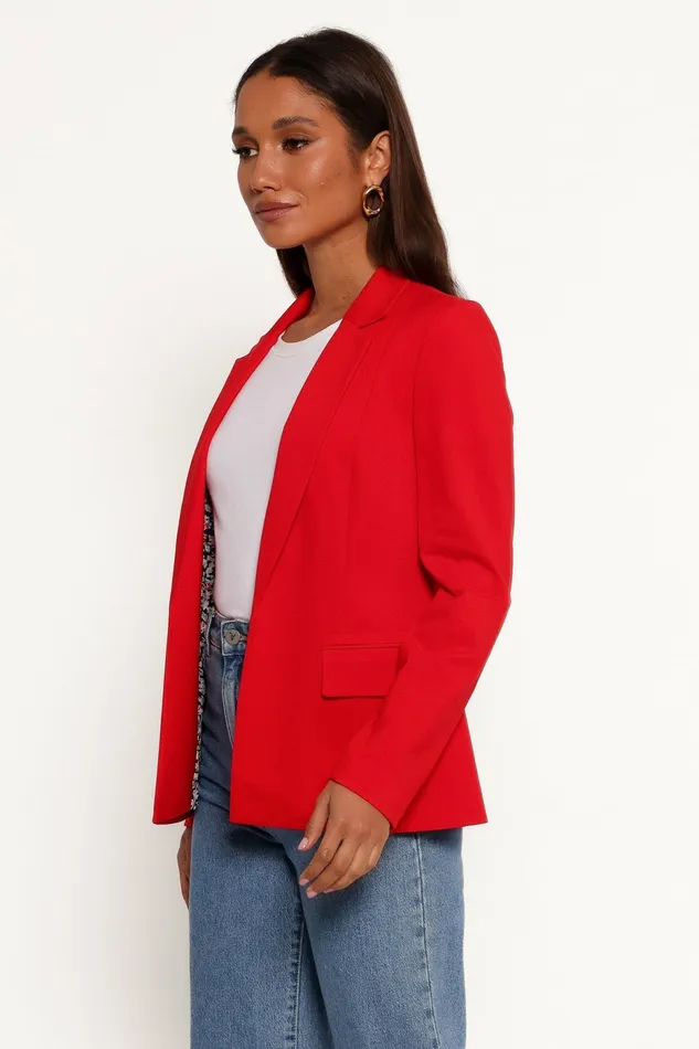 Blazers Ronny Open Front Knit Blazer Scarlet Red 8211 Petal and Pup Women