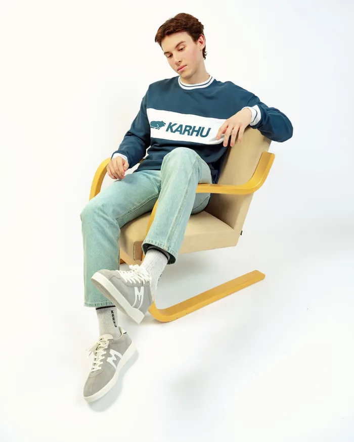 Blocked Logo Sweatshirt Blue Wing Teal White Men Karhu Sweatshirts