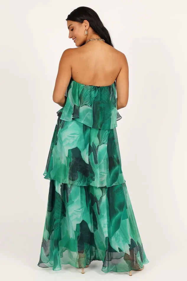 Bloom Strapless Maxi Dress Green Floral Strapless Dresses Petal and Pup Women