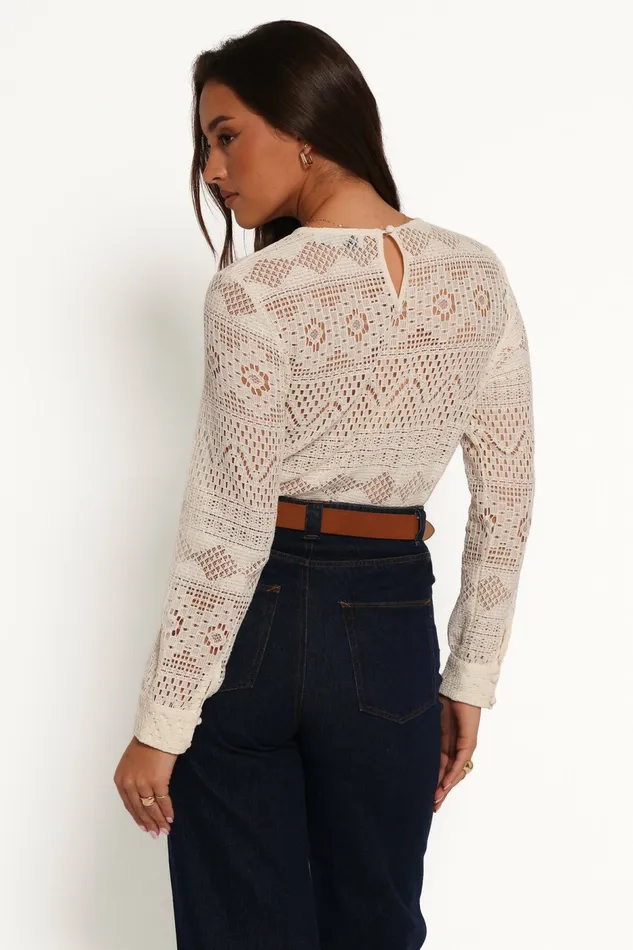 Blouses and Shirts Women Maddot Long Sleeve Top Cream Petal and Pup