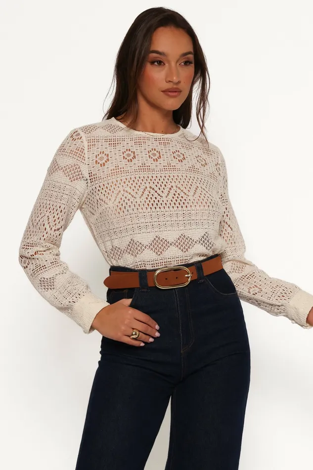 Blouses and Shirts Women Maddot Long Sleeve Top Cream Petal and Pup