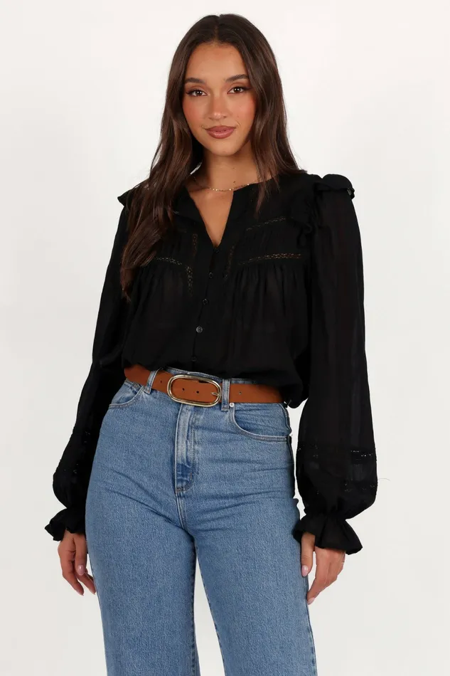 Blouses and Shirts Women Petal and Pup Emelia Top Black