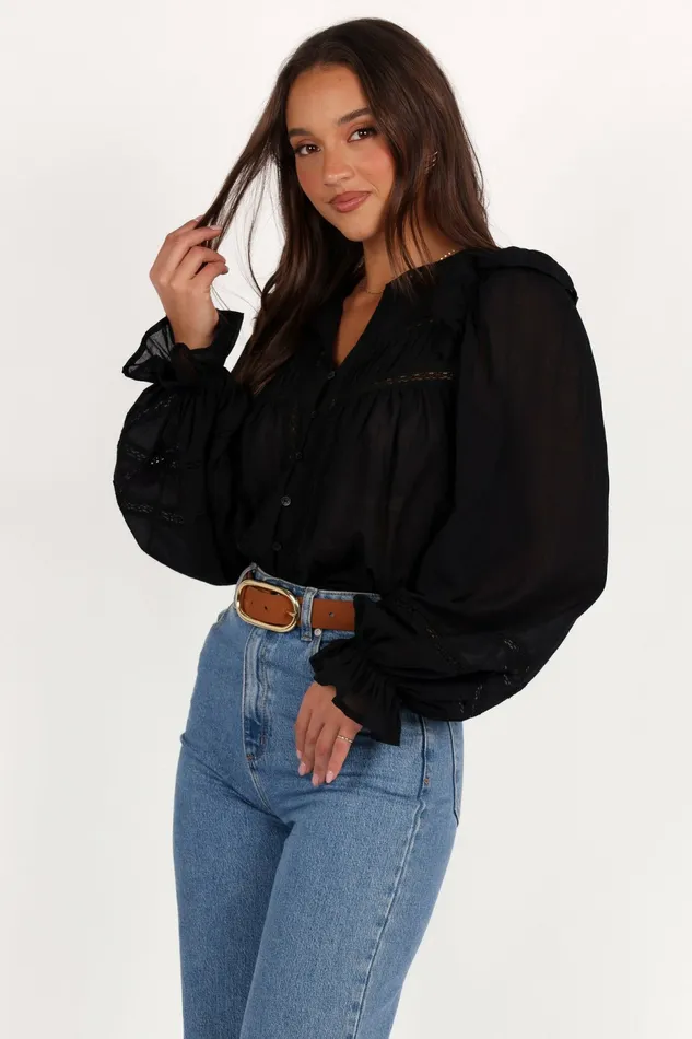 Blouses and Shirts Women Petal and Pup Emelia Top Black