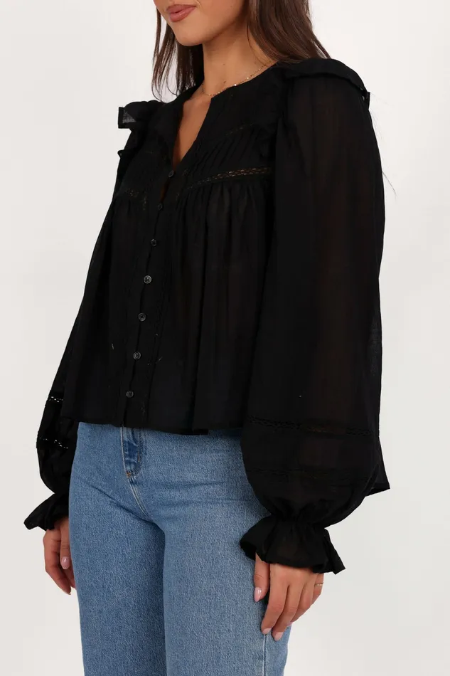 Blouses and Shirts Women Petal and Pup Emelia Top Black