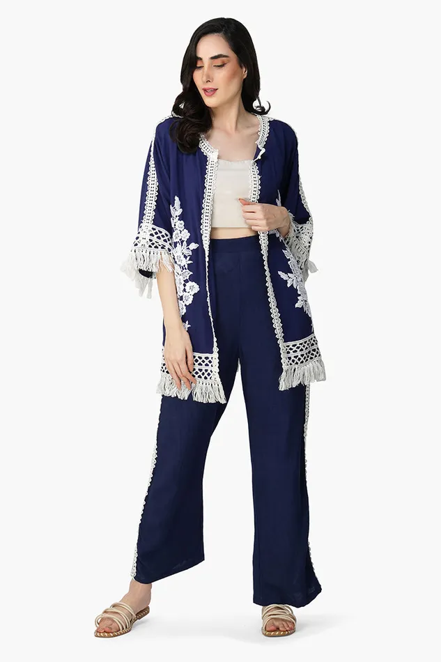 Blue Catherine Lace Pants Pants America and Beyond Women