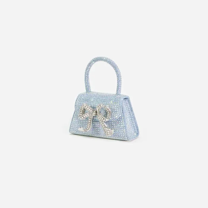 Blue Rhinestone Denim Micro Bow Bag Women Self Portrait Denim Blue Rhinestone Denim Micro Bow Bag Women Self Portrait Denim
