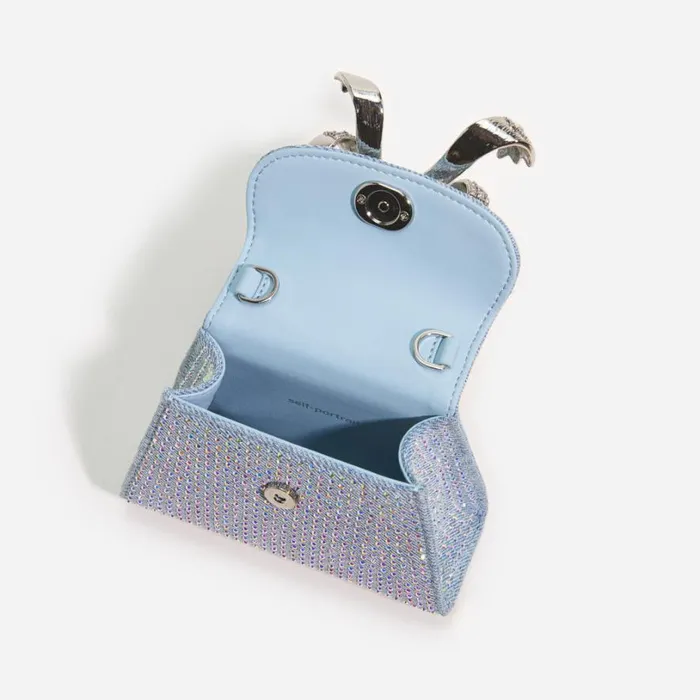 Blue Rhinestone Denim Micro Bow Bag Women Self Portrait Denim Blue Rhinestone Denim Micro Bow Bag Women Self Portrait Denim