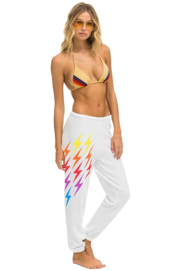 Bolt Gradient Sweatpants 8211 White Rainbow Women Aviator Nation Sweatpants