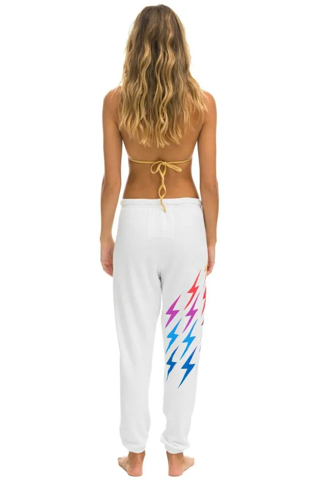 Bolt Gradient Sweatpants 8211 White Rainbow Women Aviator Nation Sweatpants