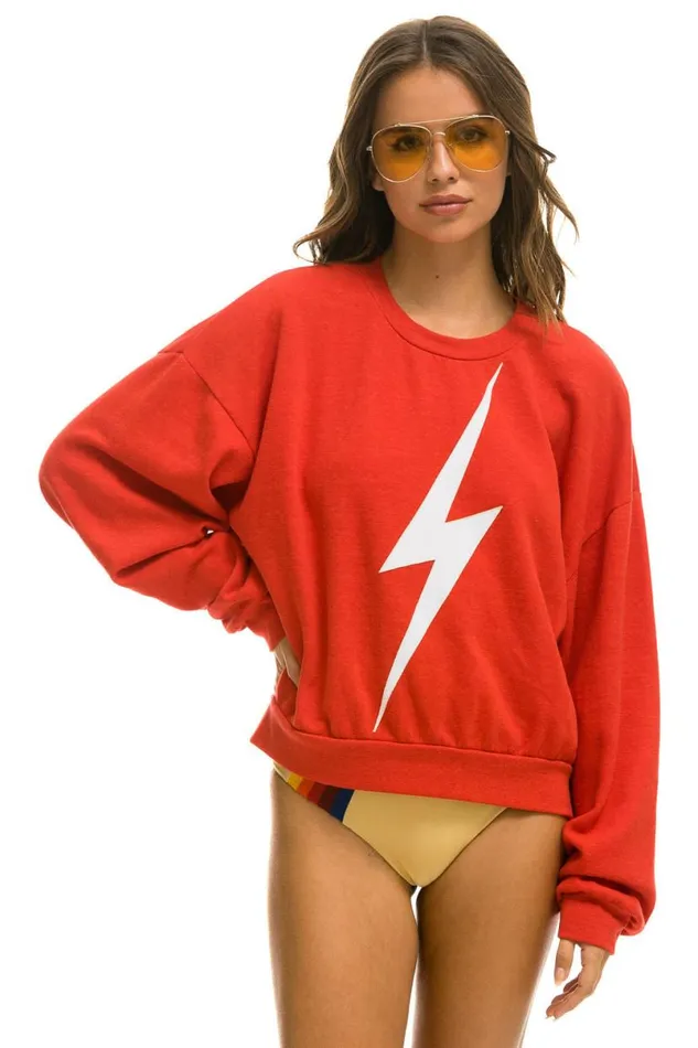 Bolt Stitch Relaxed Crew Sweatshirt 8211 Red White WomenMen Aviator Nation Sweatshirts Bolt Stitch Relaxed Crew Sweatshirt 8211 Red White WomenMen Aviator Nation Sweatshirts