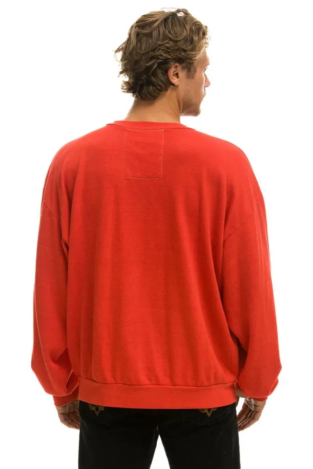 Bolt Stitch Relaxed Crew Sweatshirt 8211 Red White WomenMen Aviator Nation Sweatshirts