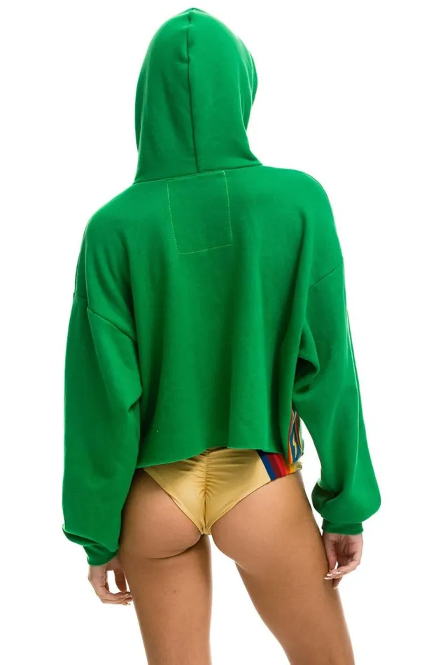 Bolt Stripe Relaxed Cropped Pullover Hoodie 8211 Kelly Green Women Aviator Nation Hoodies