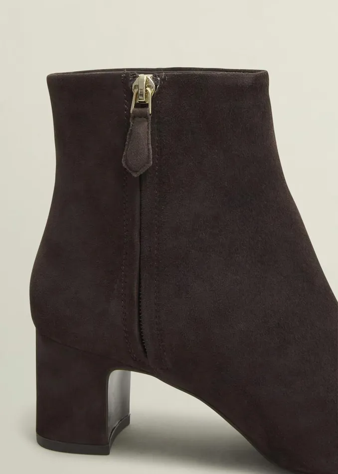 Boots Women HOBBS Rochelle Suede Ankle Boots Chocolate Brown