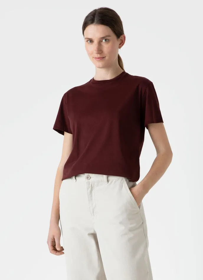 Boy Fit Tshirt Maroon Women SUNSPEL Tshirts and Tops