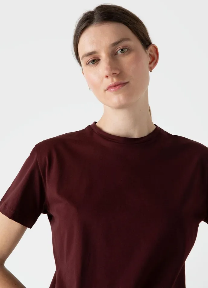 Boy Fit Tshirt Maroon Women SUNSPEL Tshirts and Tops