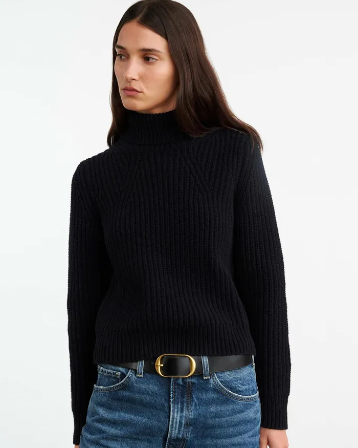 BRONWYN TURTLENECK SWEATER Dark Navy Women Nili Lotan Knits and Sweaters