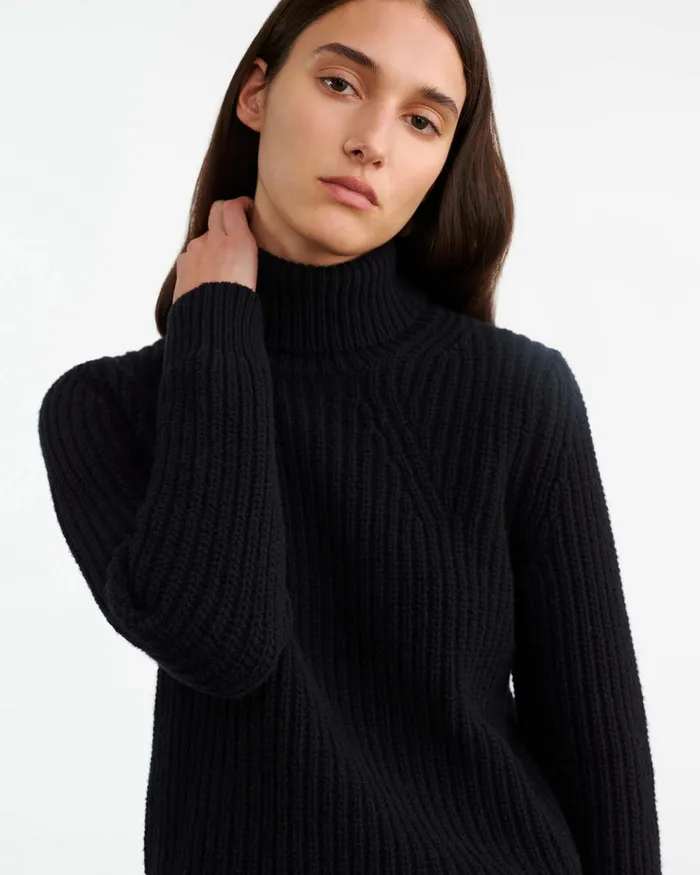 BRONWYN TURTLENECK SWEATER Dark Navy Women Nili Lotan Knits and Sweaters