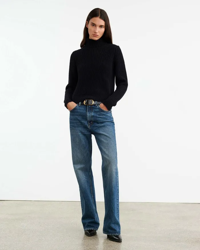 BRONWYN TURTLENECK SWEATER Dark Navy Women Nili Lotan Knits and Sweaters