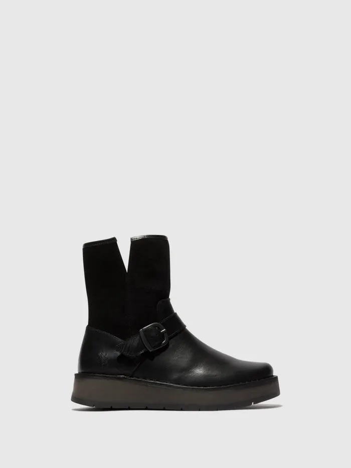 Buckle Ankle Boots RUTH101FLY BLACK Women Fly London Ankle Boots
