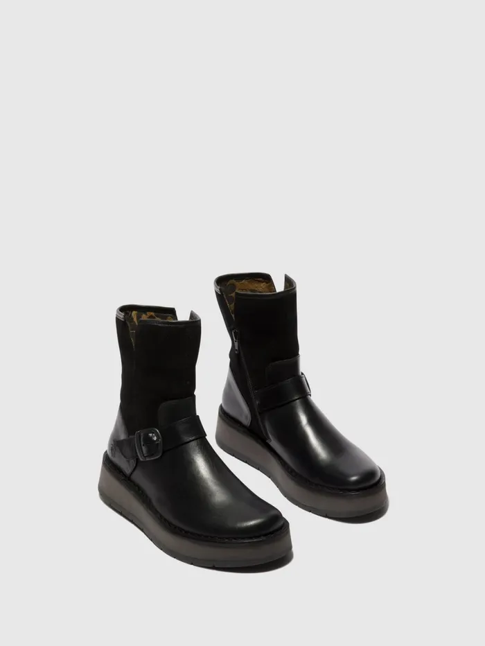 Buckle Ankle Boots RUTH101FLY BLACK Women Fly London Ankle Boots