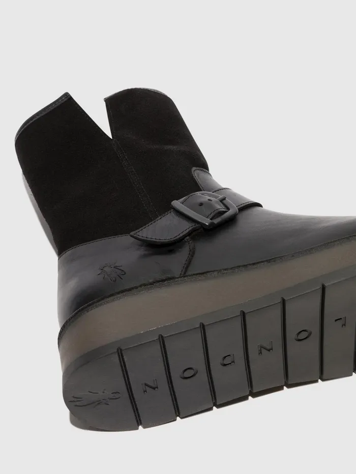 Buckle Ankle Boots RUTH101FLY BLACK Women Fly London Ankle Boots