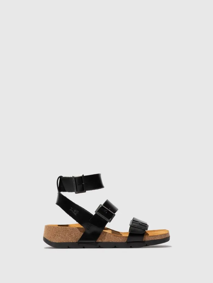 Buckle Sandals COKI040FLY BLACK Women Fly London Sandals