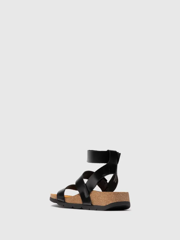 Buckle Sandals COKI040FLY BLACK Women Fly London Sandals