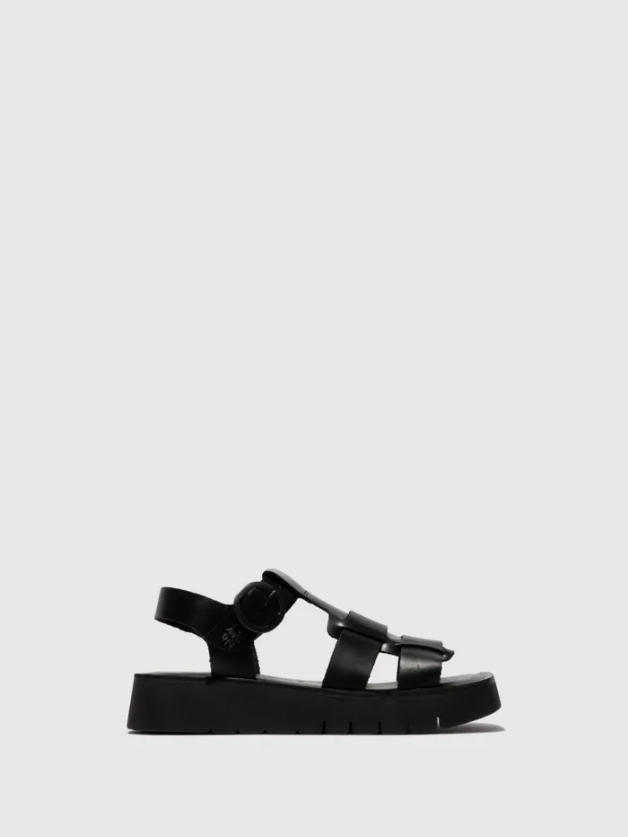 Buckle Sandals SUDY246FLY BLACK Women Fly London Sandals