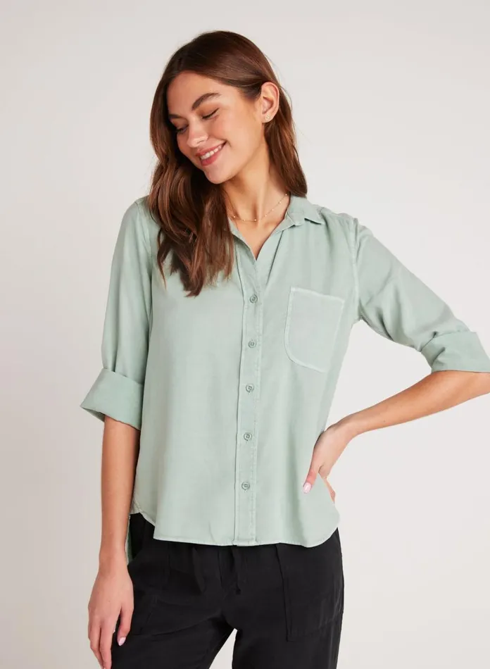 Button Down Women Bella Dahl Shirt Tail Button Down 8211 Oasis Green