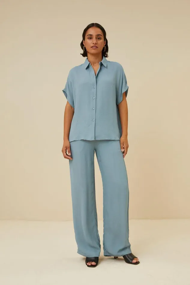 ByBar Blouses Vrouwelijk Karly Satin Stripe Blouse Ocean
